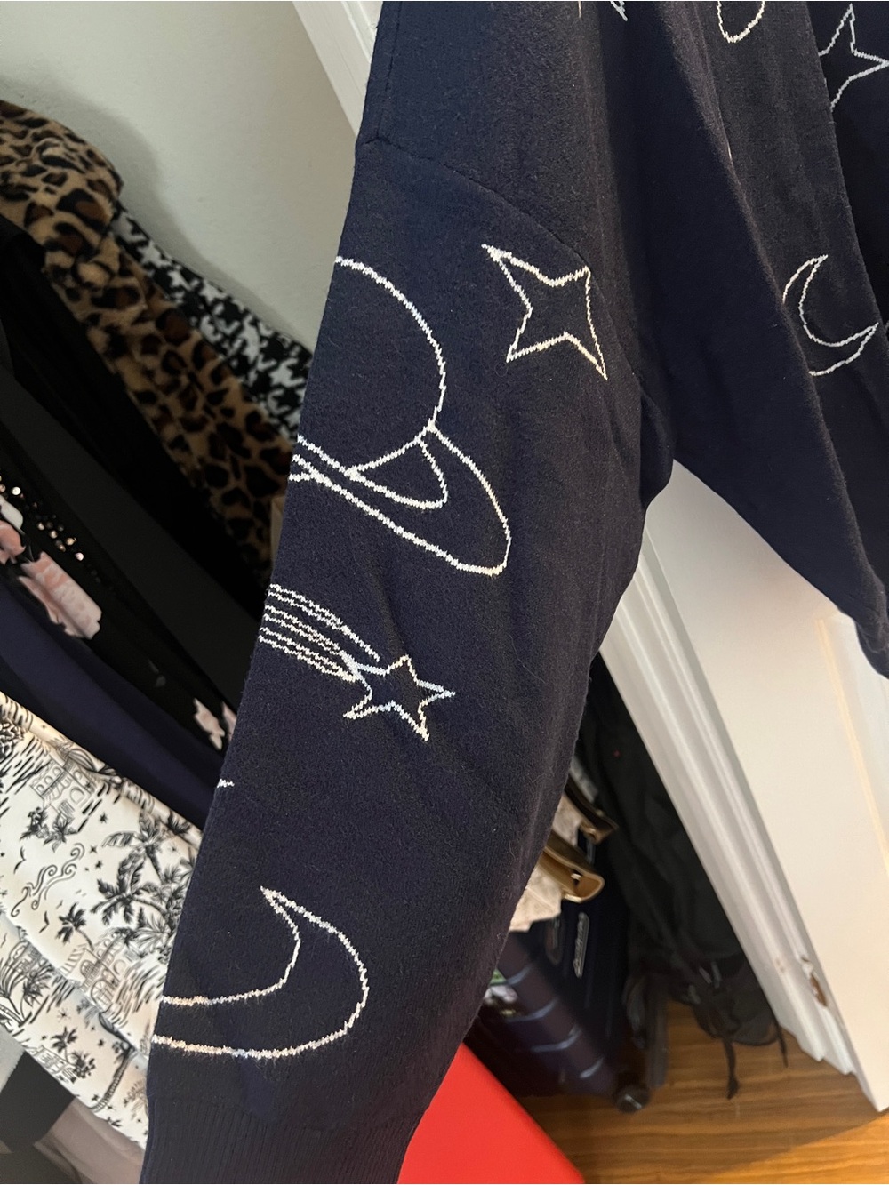 SO Navy Space Motif Button-Front Cardigan - Picture 5 of 6